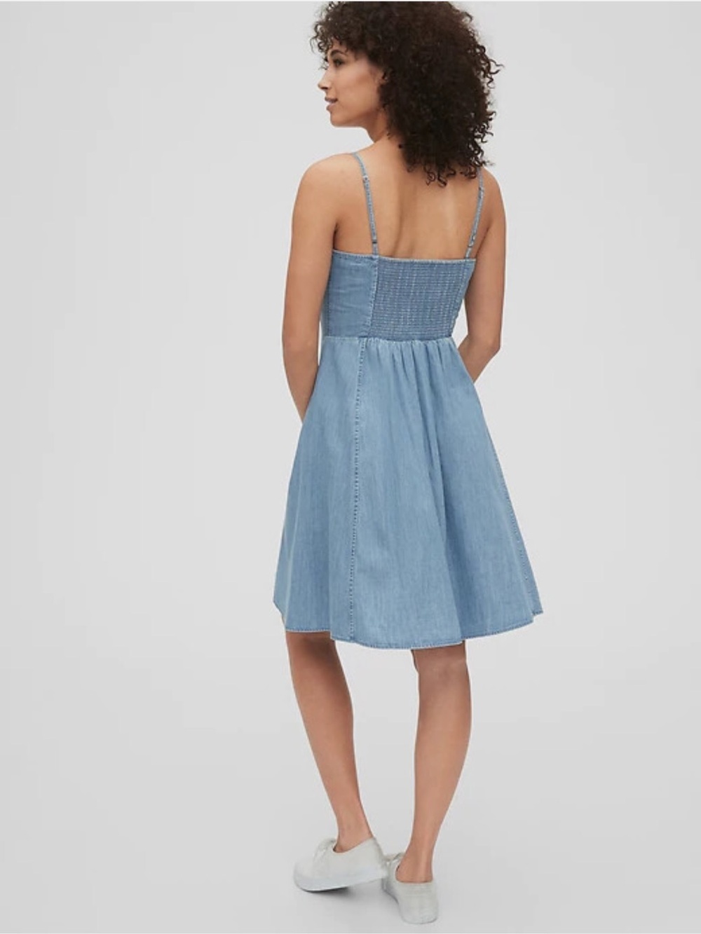 GAP Chambray Fit & Flare Mini Dress Blue Button Front Size 6 - Picture 4 of 12